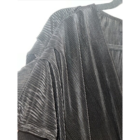 Fate by LFD Black Ribbed Textured Jumpsuit Romper Sz S Stretch Wide Leg Flowy - Picture 6 of 12